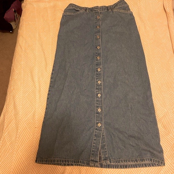 Vintage Button Up Denim Maxi Skirt - Picture 7 of 12